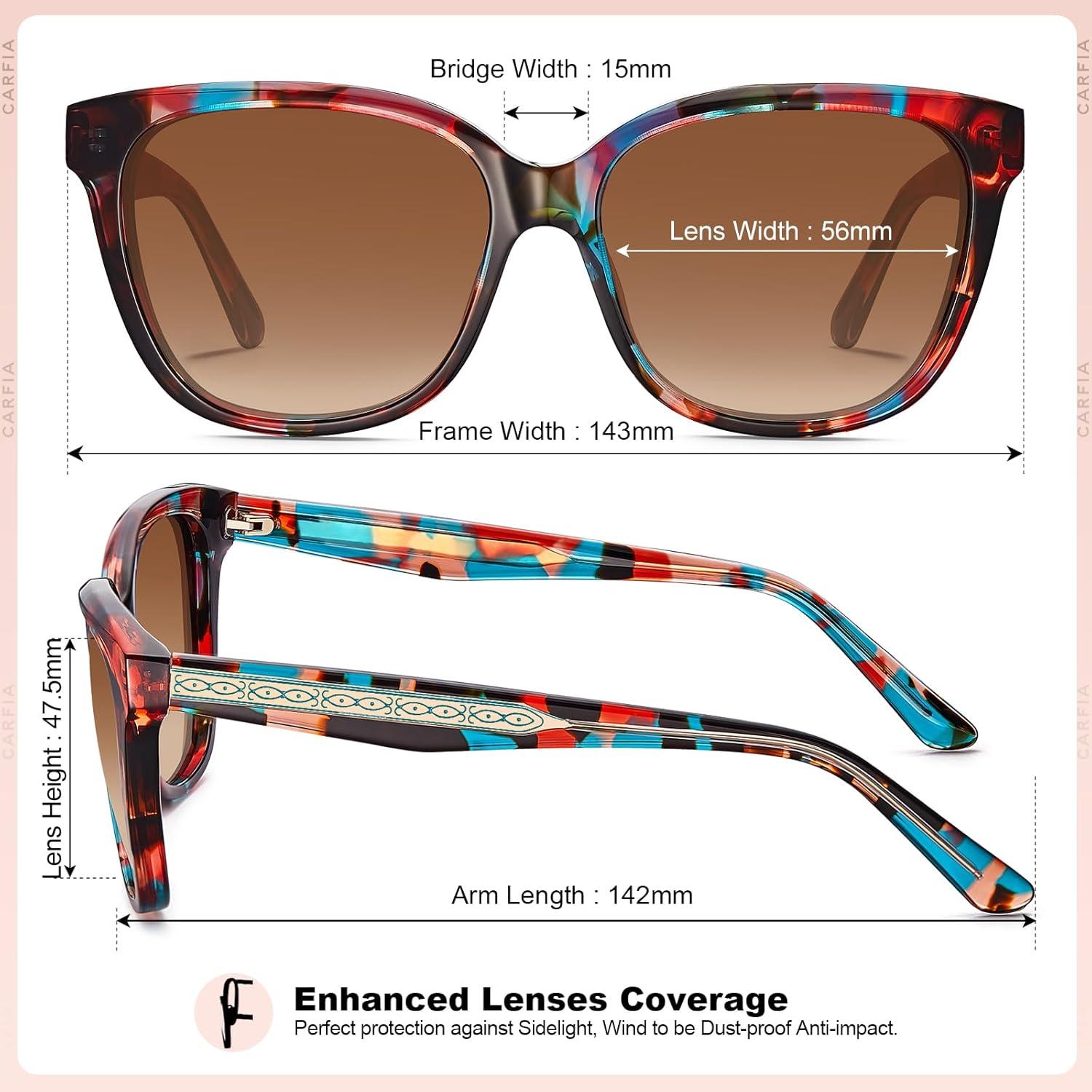 imageCARFIA Square Polarized Sunglasses for Women UV Protection Italian Design Retro Embossed Pattern Wire Core Driving Shades1 Red Stripe Frame Brown Lens