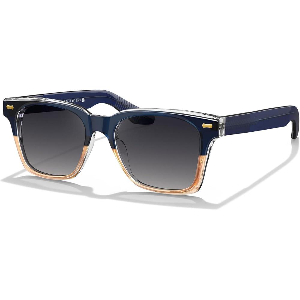 imageCARFIA Thick Square Polarized Sunglasses Men Retro 90s Style Vintage UV400 Protection Sun GlassB2blue Frame Grey Lens