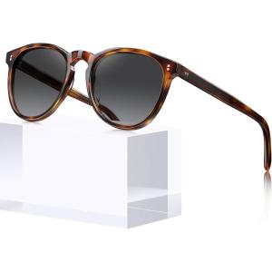 CARFIA Acetate Polarized Sunglasses for Women Trendy Retro Sunnies(R1-2. Tortoise Frame Gray Gradient Lenses)
