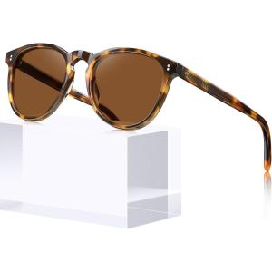 CARFIA Acetate Polarized Sunglasses for Women Trendy Retro Sunnies(R2. Tortoise Frame Brown Lenses)