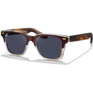 CARFIA Thick Square Polarized Sunglasses Men, Retro 90s Style Vintage UV400 Protection Sun Glass(B2-brown Frame Blue Lens)
