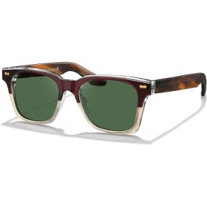 CARFIA Thick Square Polarized Sunglasses Men, Retro 90s Style Vintage UV400 Protection Sun Glass(B2-brown Frame Green Lens)