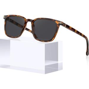 CARFIA Classic Polarized Sunglasses for Men UV400 Protection, Flexible Acetate Shades with Core Wire Design CA31238(B. Tortoiseshell Frame Gray Lenses)