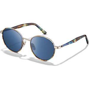 CARFIA Retro Round Polarized Sunglasses for Women UV Protection Acetate Arms Metal Frame Driving Glasses(F: Blue Tortoise Frame / Blue Gradient Lens)