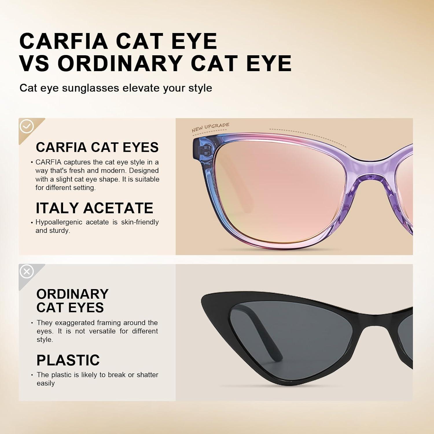 image:imageCARFIA Designer Acetate Womens Polarized Sunglasses Fit Most Face Shapes Trendy Shades UV Protection Hypoallergenic Handmade4 Bluepinkpurple Frame Pink Mirrored Lens