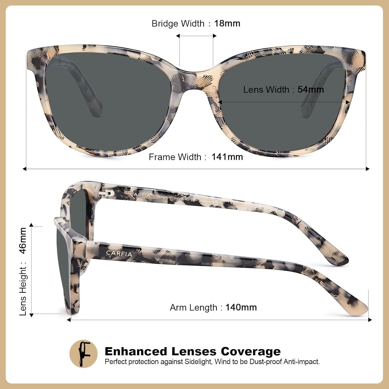 image:imageCARFIA Designer Acetate Womens Polarized Sunglasses Fit Most Face Shapes Trendy Shades UV Protection Hypoallergenic Handmade5 Beige Frame Grey Lens