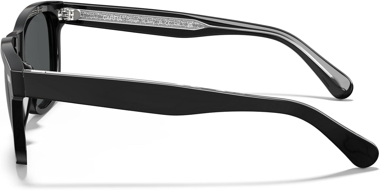 image:imageCARFIA Retro Acetate Polarized Sunglasses for Men UV Protection with Embossed Pattern Wire Core CA2301C1 Black Frame Gray Lens