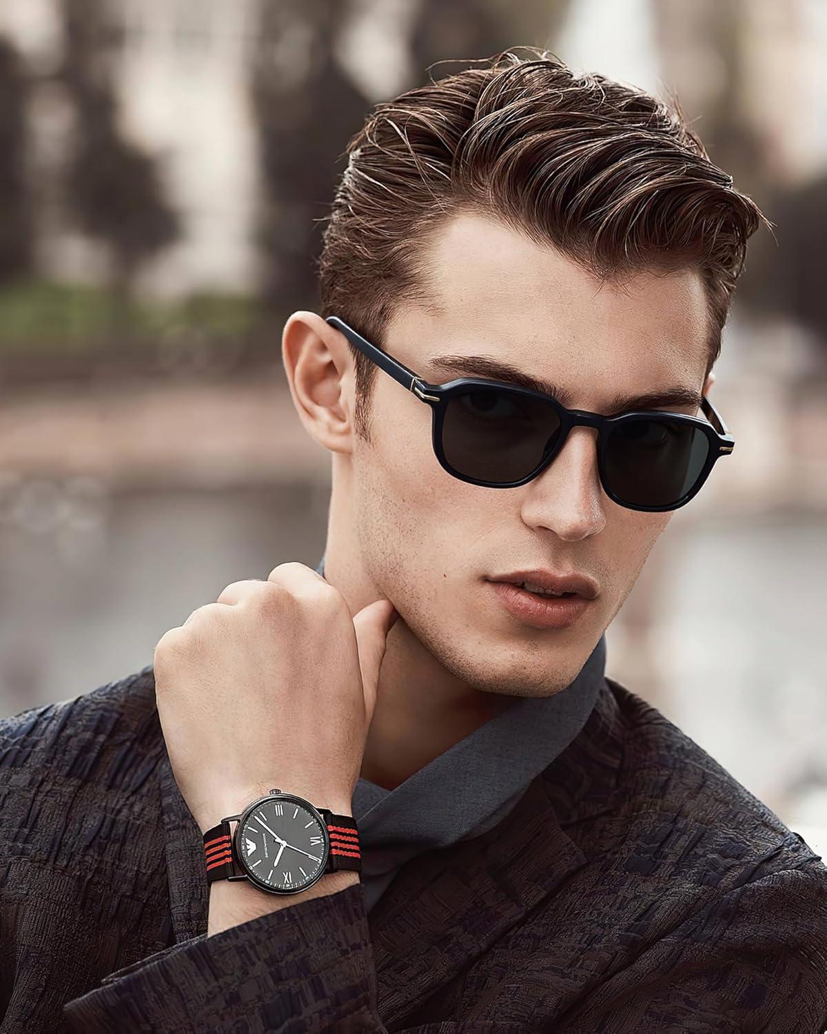 image:imageCARFIA Square Polarized Sunglasses for Men Fashion Geometric Acetate Frame Flexible Driving Golf Shades UV Protection3 Black Frame Grey Lens
