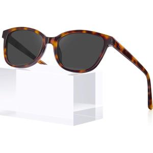 CARFIA Designer Acetate Womens Polarized Sunglasses Fit Most Face Shapes Trendy Shades UV Protection Hypoallergenic Handmade(6. New Tortoise Frame Grey Lens)