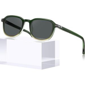 CARFIA Square Polarized Sunglasses for Men, Fashion Geometric Acetate Frame, Flexible Driving Golf Shades UV Protection(4. Two Tones Frame Grey Lens)