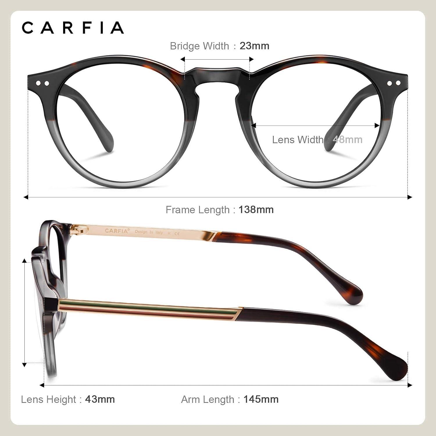 image:imageCARFIA Acetate Round Blue Light Blocking Glasses for Women Anti Eye Eyestrain Computer Gaming Glasses CA5373NFTortoise Transparent Grey Frame
