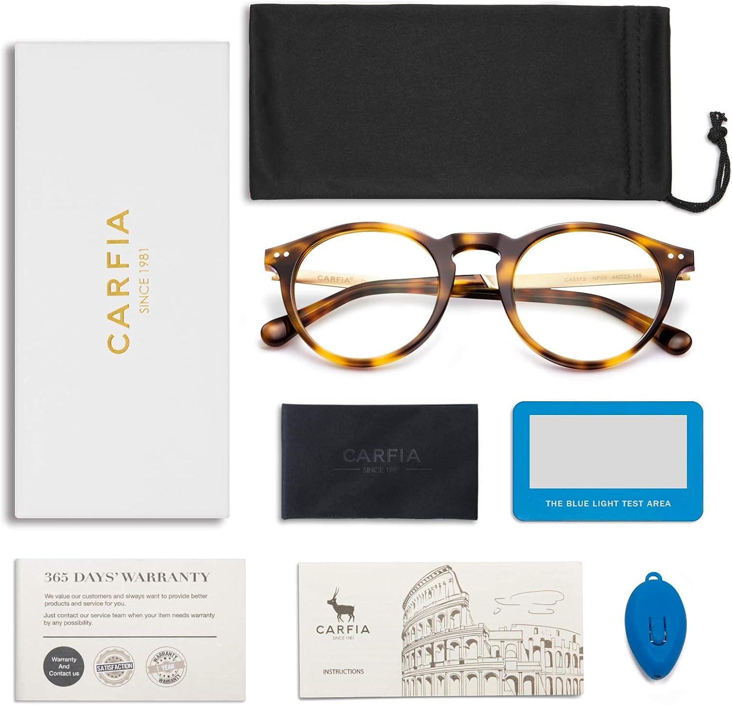 image:imageCARFIA Acetate Round Blue Light Blocking Glasses for Women Anti Eye Eyestrain Computer Gaming Glasses CA5373NFTortoise Frame