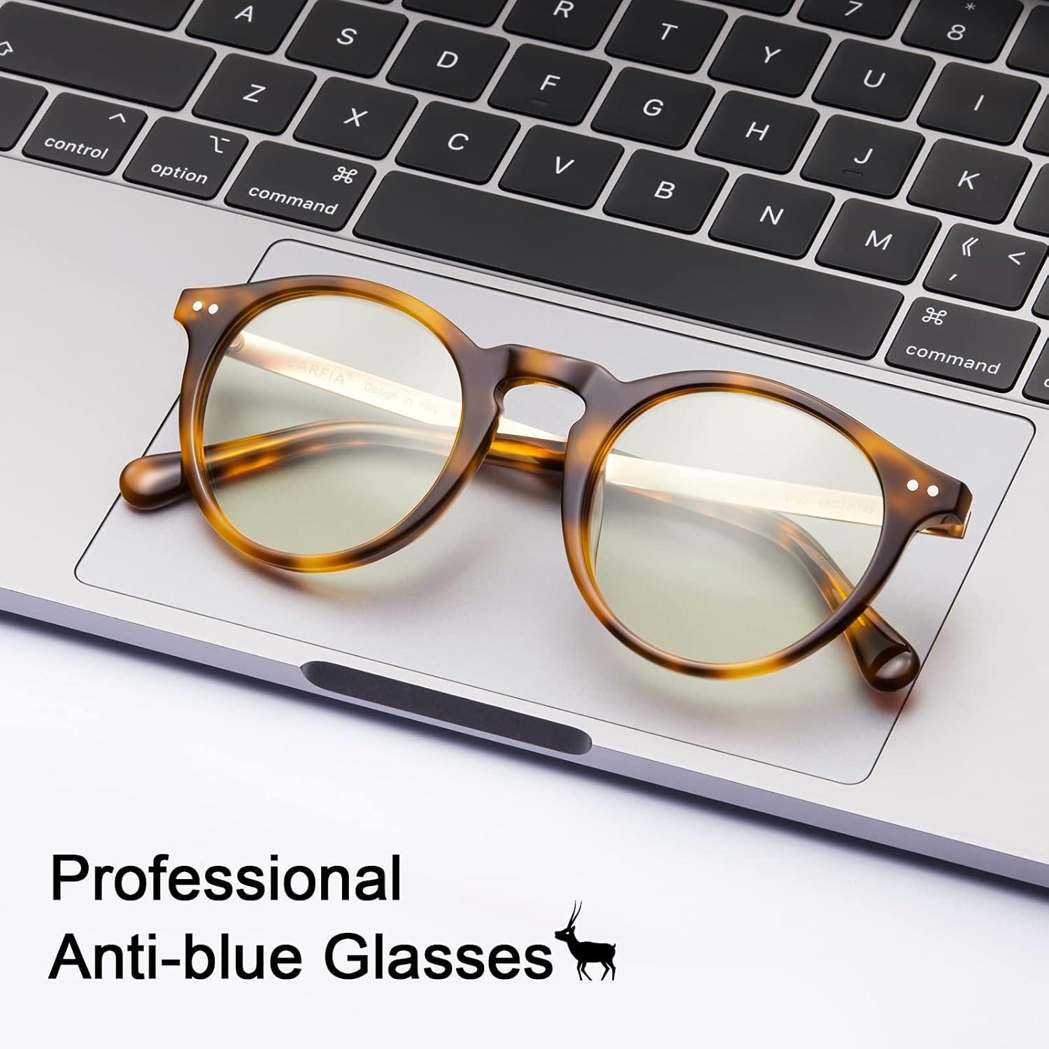image:imageCARFIA Acetate Round Blue Light Blocking Glasses for Women Anti Eye Eyestrain Computer Gaming Glasses CA5373NFTortoise Frame