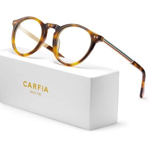 CARFIA Acetate Round Blue Light Blocking Glasses for Women Anti Eye Eyestrain Computer Gaming Glasses CA5373NF(Tortoise Frame)