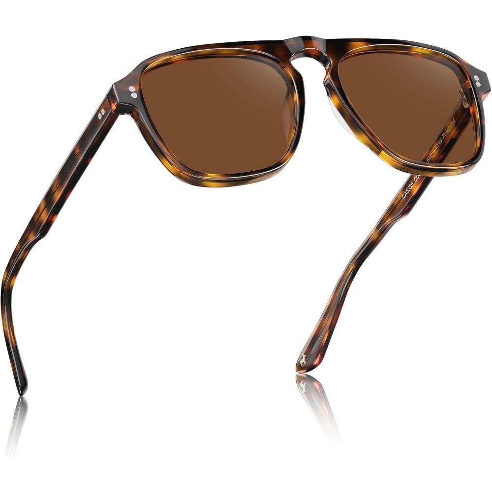image:imageCARFIA Polarized Sunglasses for Men UV400 Protection  Pilot Design Acetate Sun Glasses for Driving Fishing Outdoor CA53559 Tortoise Frame Brown Lens