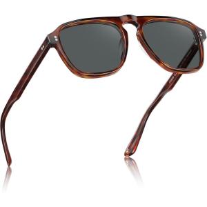 CARFIA Polarized Sunglasses for Men UV400 Protection – Pilot Design Acetate Sun Glasses for Driving Fishing Outdoor CA5355(3. Brown Tortoise Frame Gray Lens)