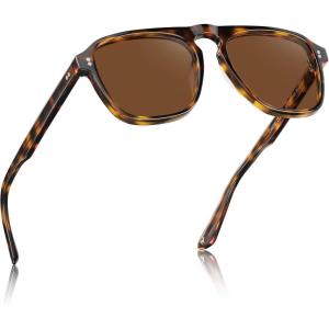CARFIA Polarized Sunglasses for Men UV400 Protection – Pilot Design Acetate Sun Glasses for Driving Fishing Outdoor CA5355(9. Tortoise Frame Brown Lens)