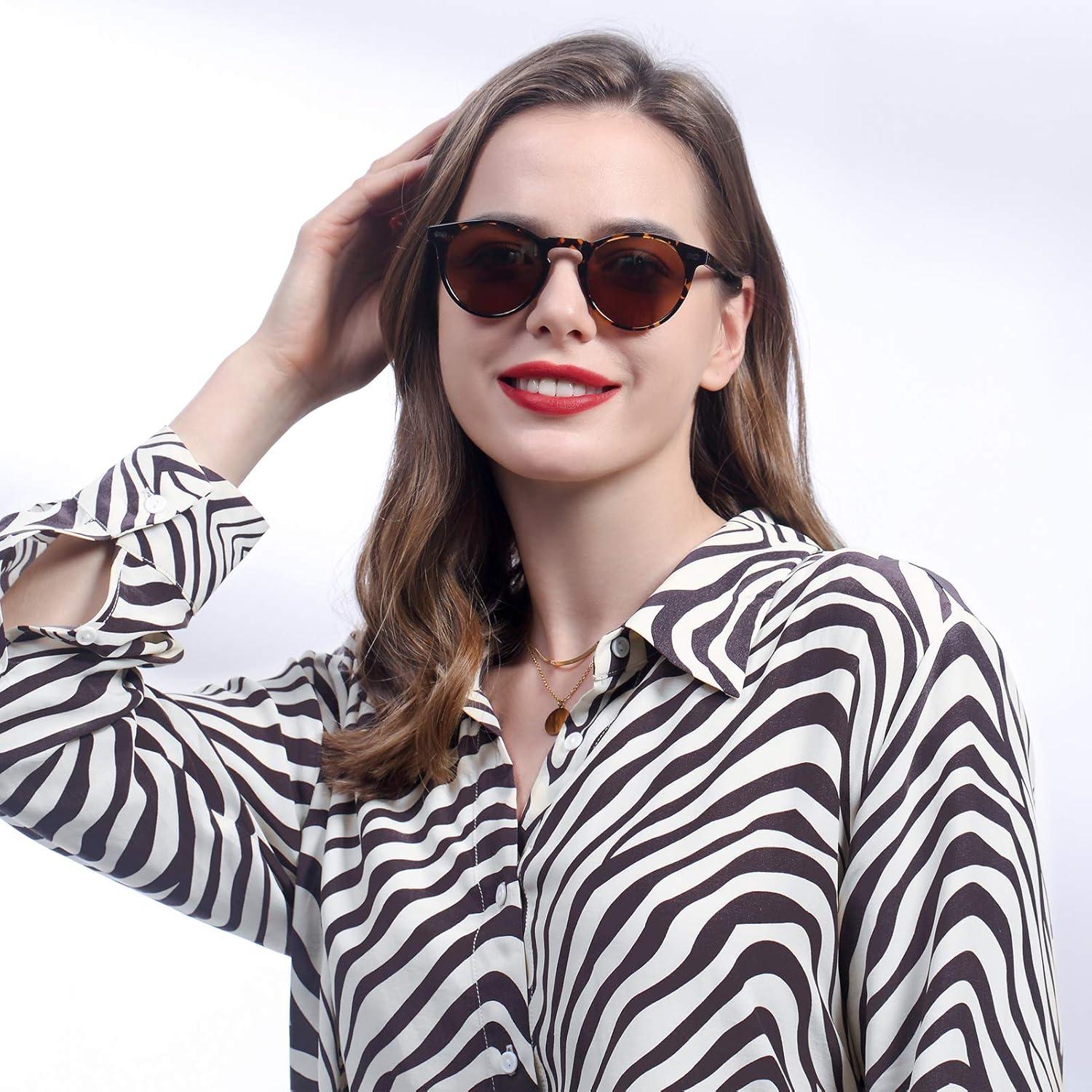 image:imageCARFIA Polarized Sunglasses for Women Acetate Frame SmallMedium Size UV400 Protection Anti Glare CA52882 Tortoise Frame Brown Lens