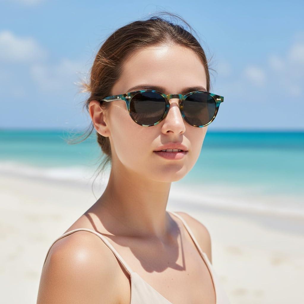 image:imageCARFIA Polarized Sunglasses for Women Acetate Frame SmallMedium Size UV400 Protection Anti Glare CA52884 Flower Frame Grey Lens