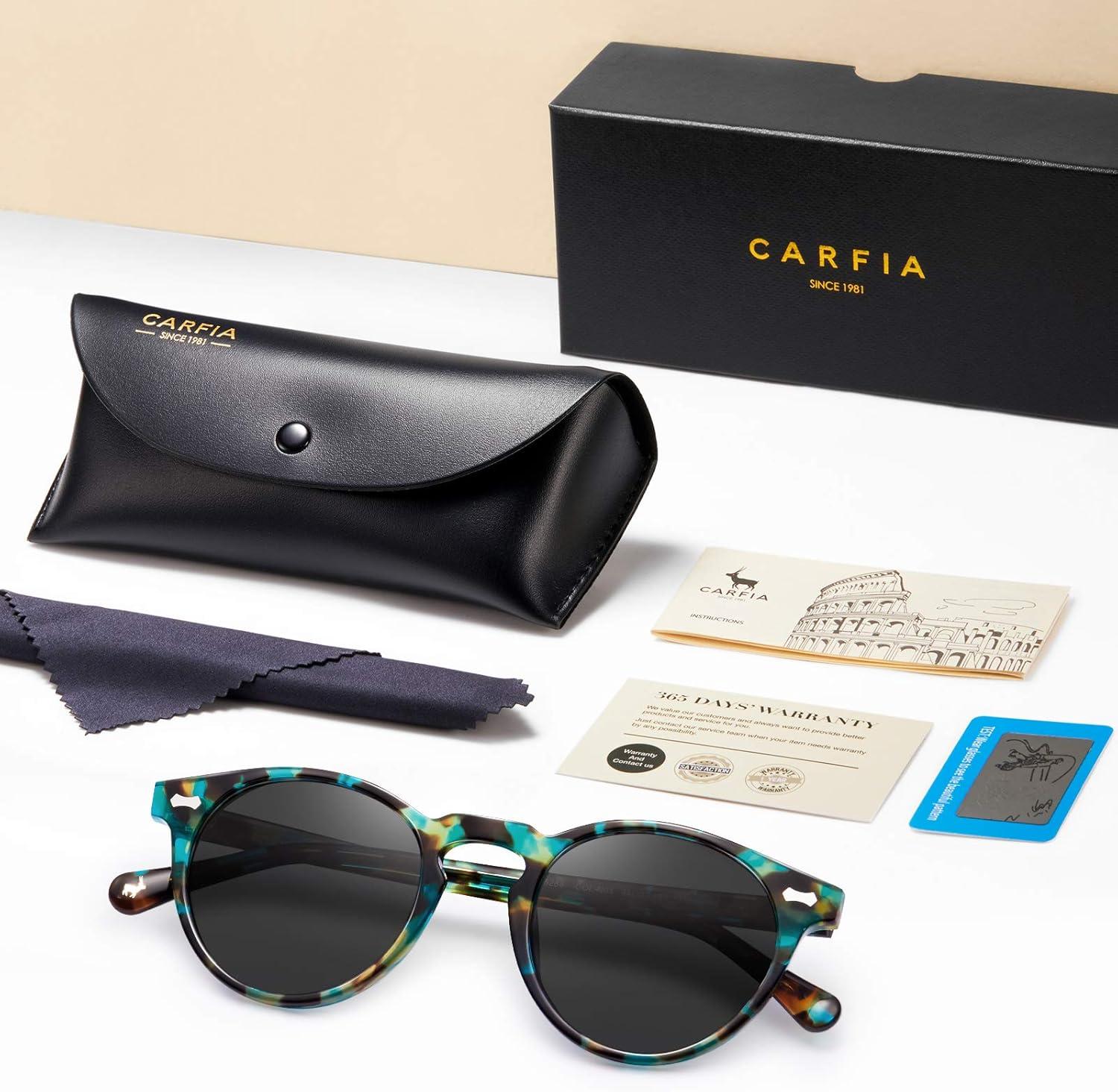 image:imageCARFIA Polarized Sunglasses for Women Acetate Frame SmallMedium Size UV400 Protection Anti Glare CA52884 Flower Frame Grey Lens