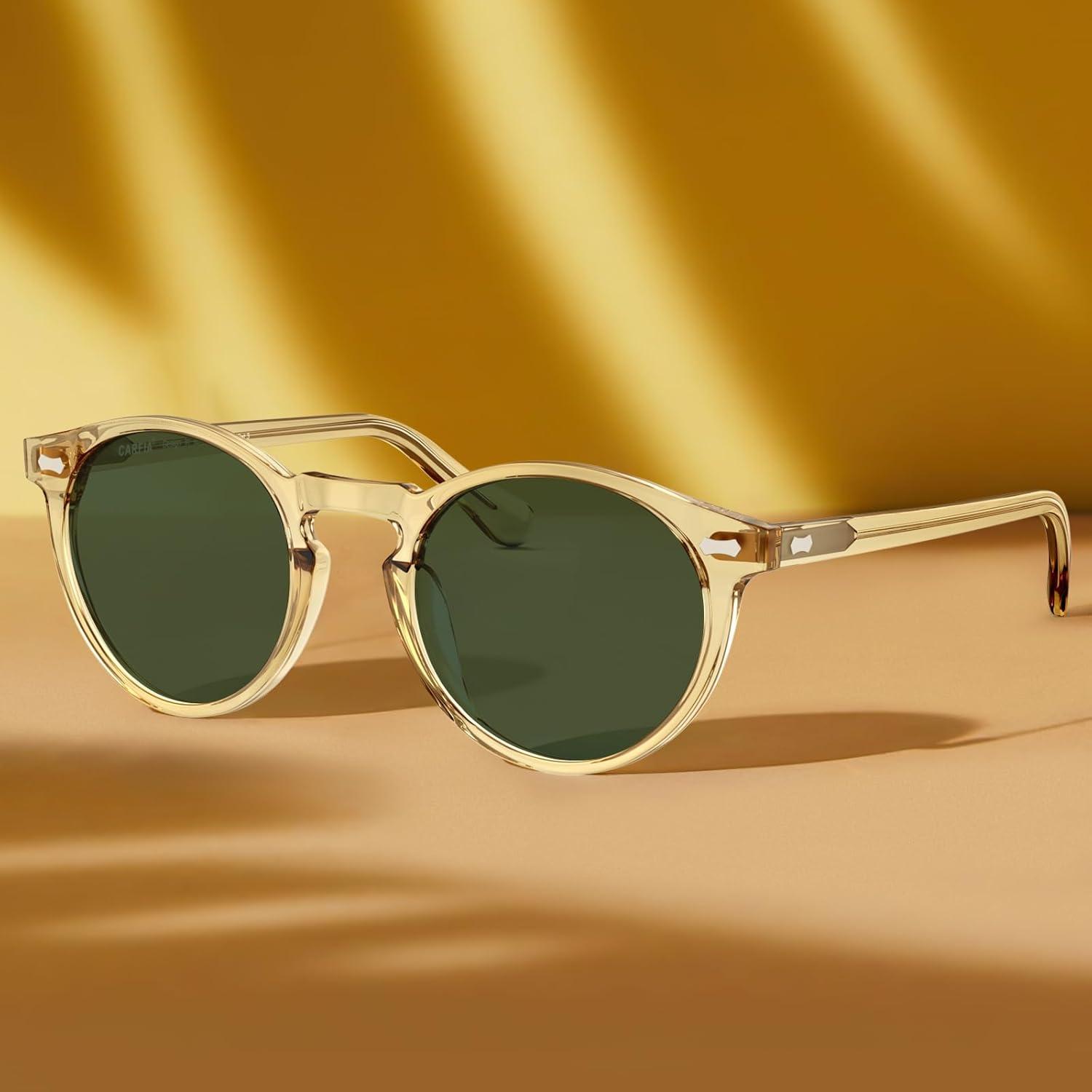 image:imageCARFIA Polarized Sunglasses for Women Acetate Frame SmallMedium Size UV400 Protection Anti Glare CA52884 Grey Green Lens