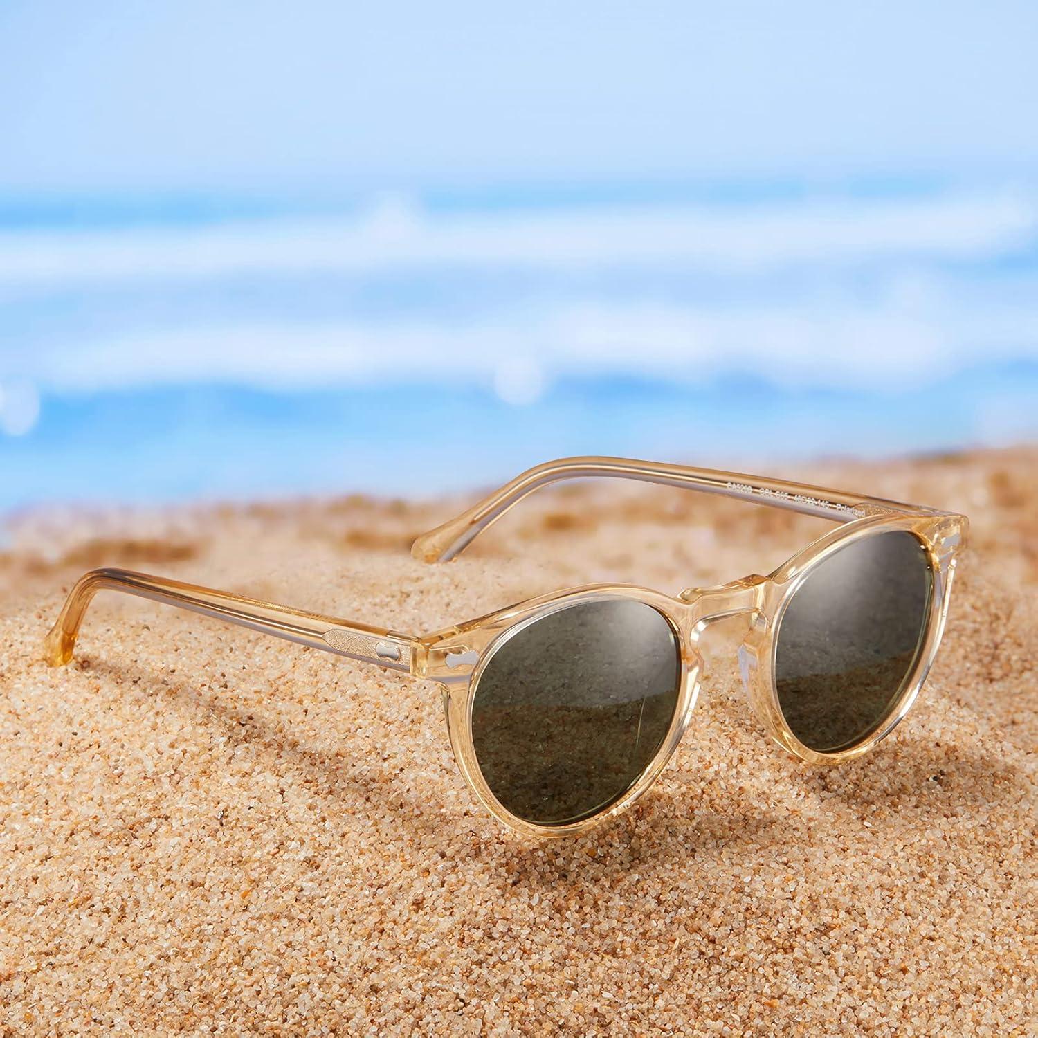 image:imageCARFIA Polarized Sunglasses for Women Acetate Frame SmallMedium Size UV400 Protection Anti Glare CA52884 Grey Green Lens