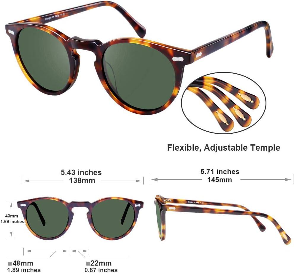 image:imageCARFIA Polarized Sunglasses for Women Acetate Frame SmallMedium Size UV400 Protection Anti Glare CA52884 Tortoise Frame Green Lens