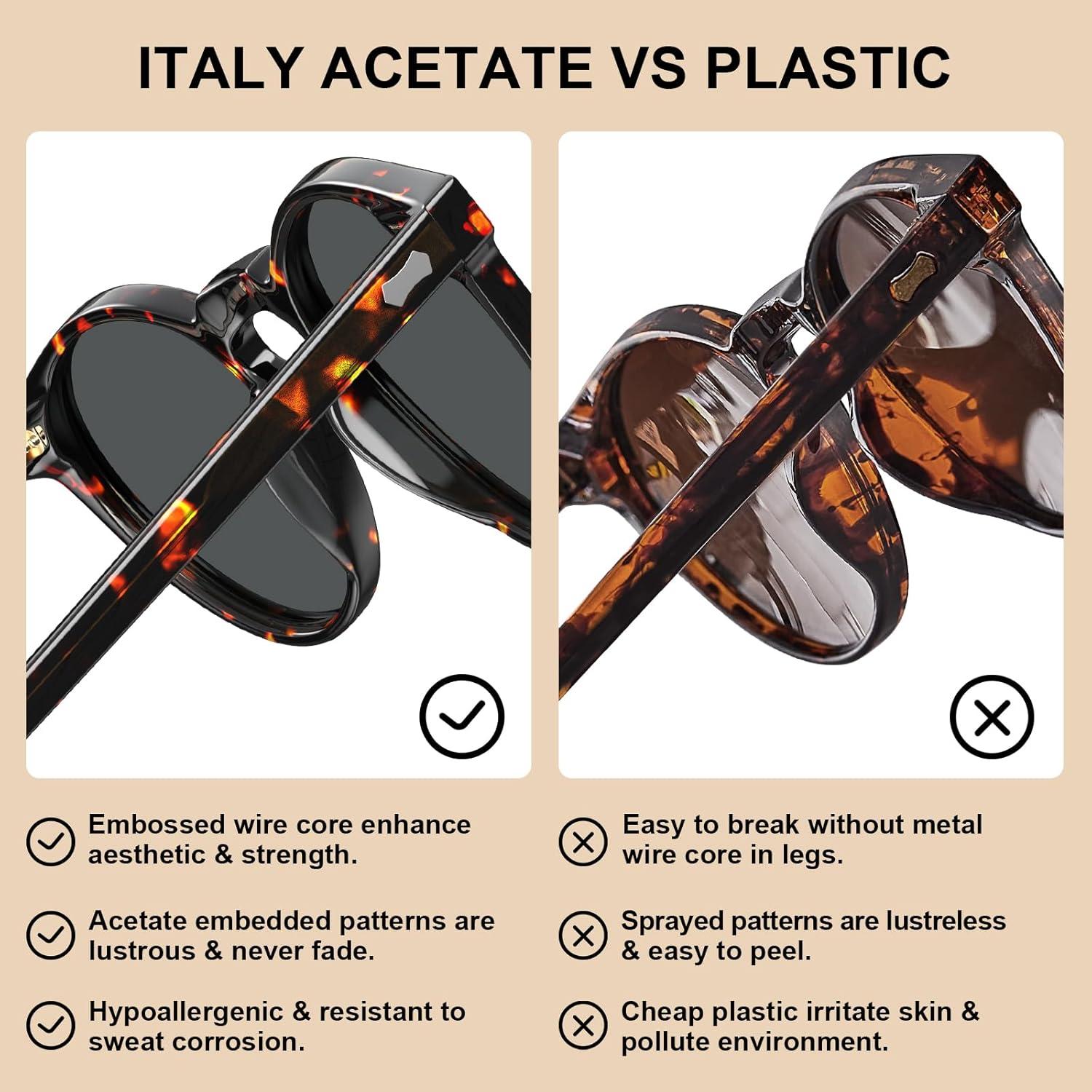 image:imageCARFIA Polarized Sunglasses for Women Acetate Frame SmallMedium Size UV400 Protection Anti Glare CA52887 Tortoise Frame Grey Lens