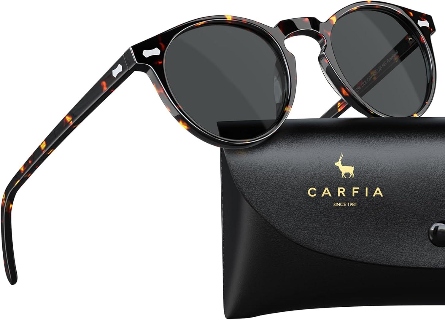 image:imageCARFIA Polarized Sunglasses for Women Acetate Frame SmallMedium Size UV400 Protection Anti Glare CA52887 Tortoise Frame Grey Lens