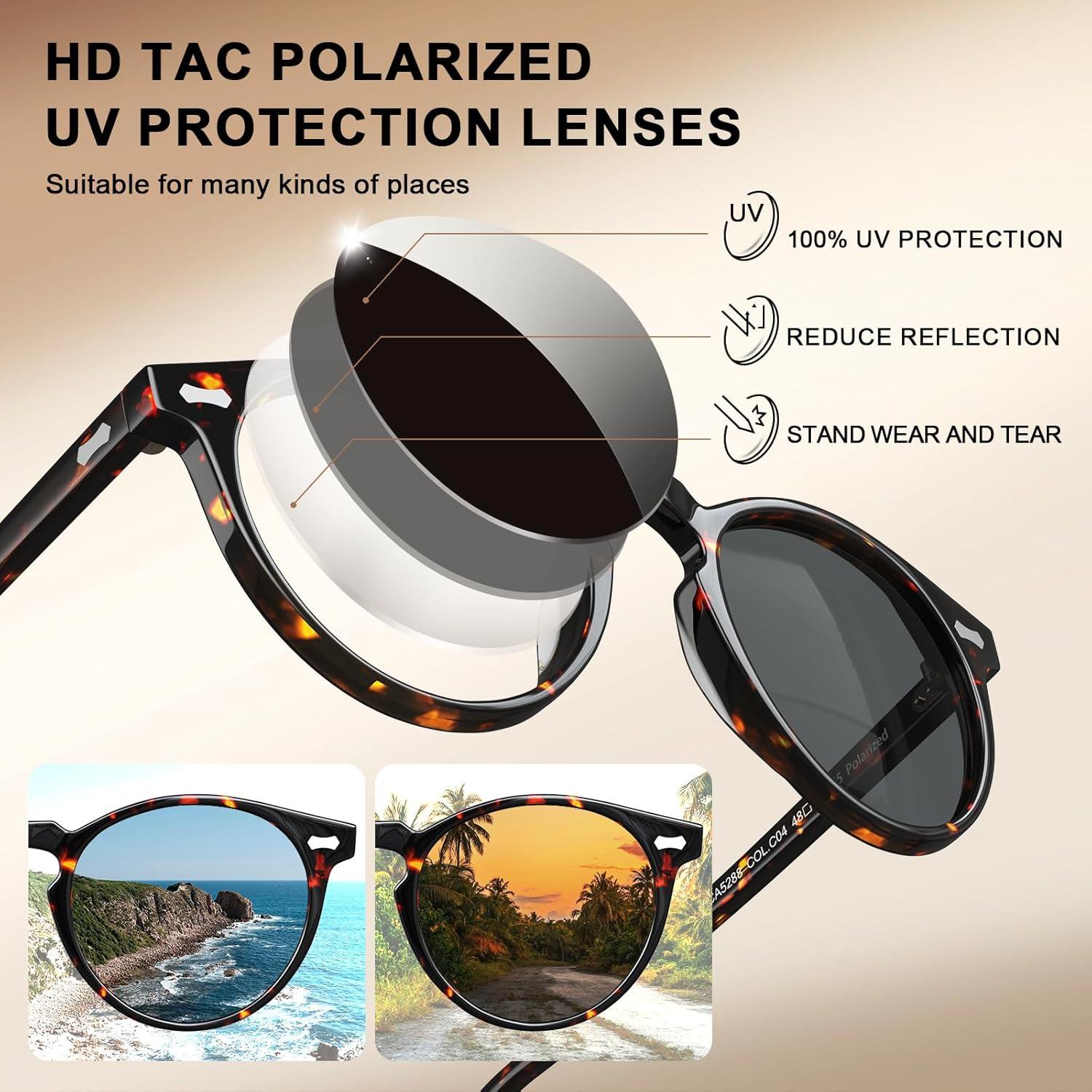 image:imageCARFIA Polarized Sunglasses for Women Acetate Frame SmallMedium Size UV400 Protection Anti Glare CA52887 Tortoise Frame Grey Lens