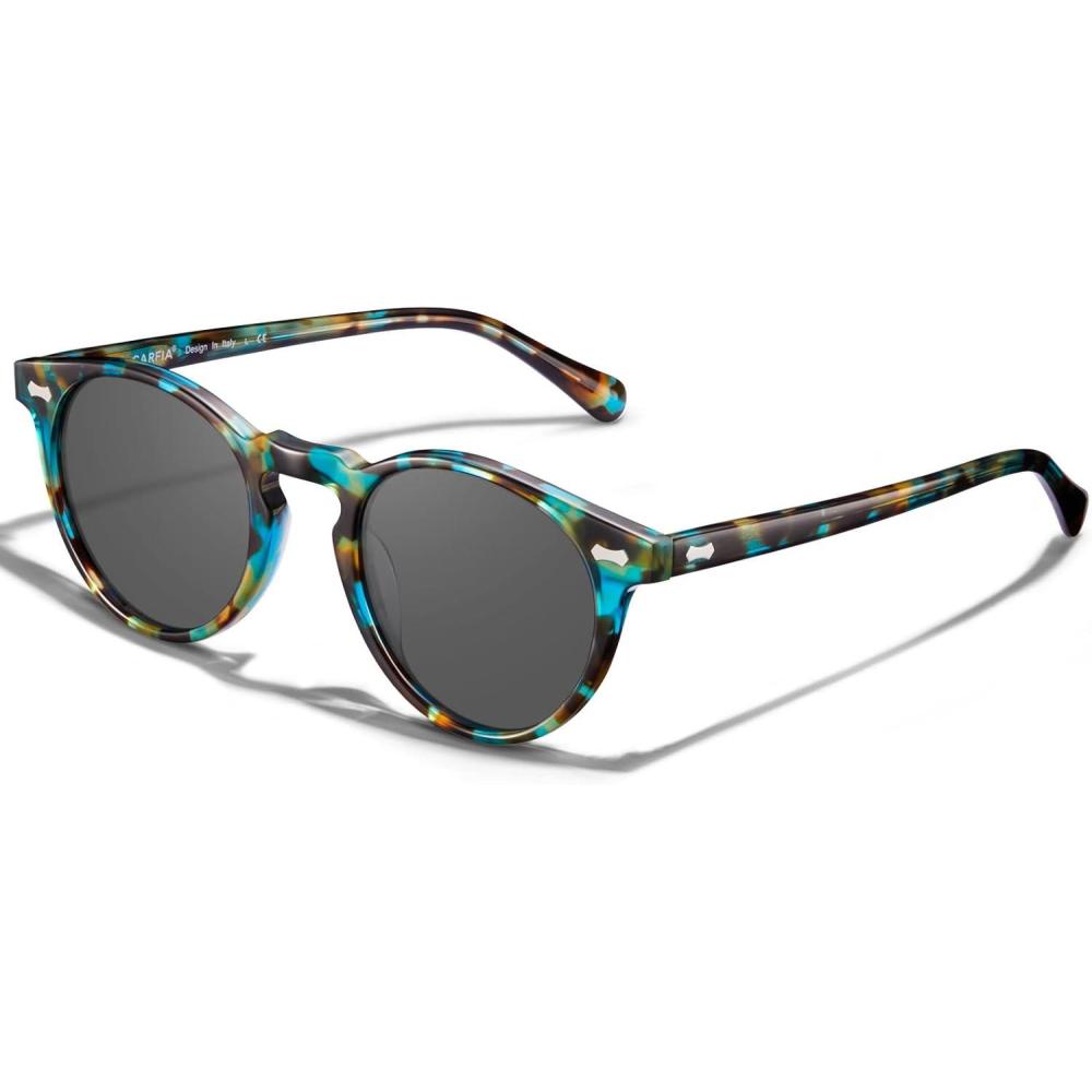 image:imageCARFIA Polarized Sunglasses for Women Acetate Frame SmallMedium Size UV400 Protection  Anti Glare CA52884 Flower Frame Grey Lens