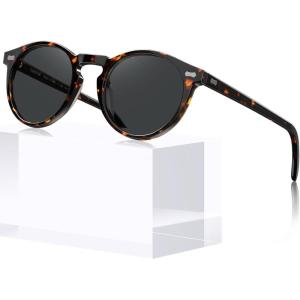 CARFIA Polarized Sunglasses for Women: Acetate Frame, Small/Medium Size, UV400 Protection – Anti Glare CA5288(8. Tortoise Frame Grey Lens)