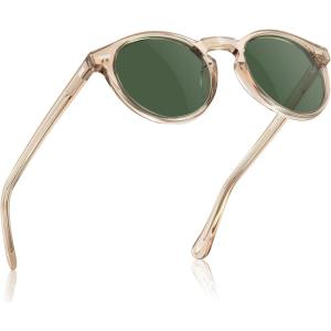 CARFIA Polarized Sunglasses for Women: Acetate Frame, Small/Medium Size, UV400 Protection – Anti Glare CA5288(9. Light Coffee Frame Green Lens)