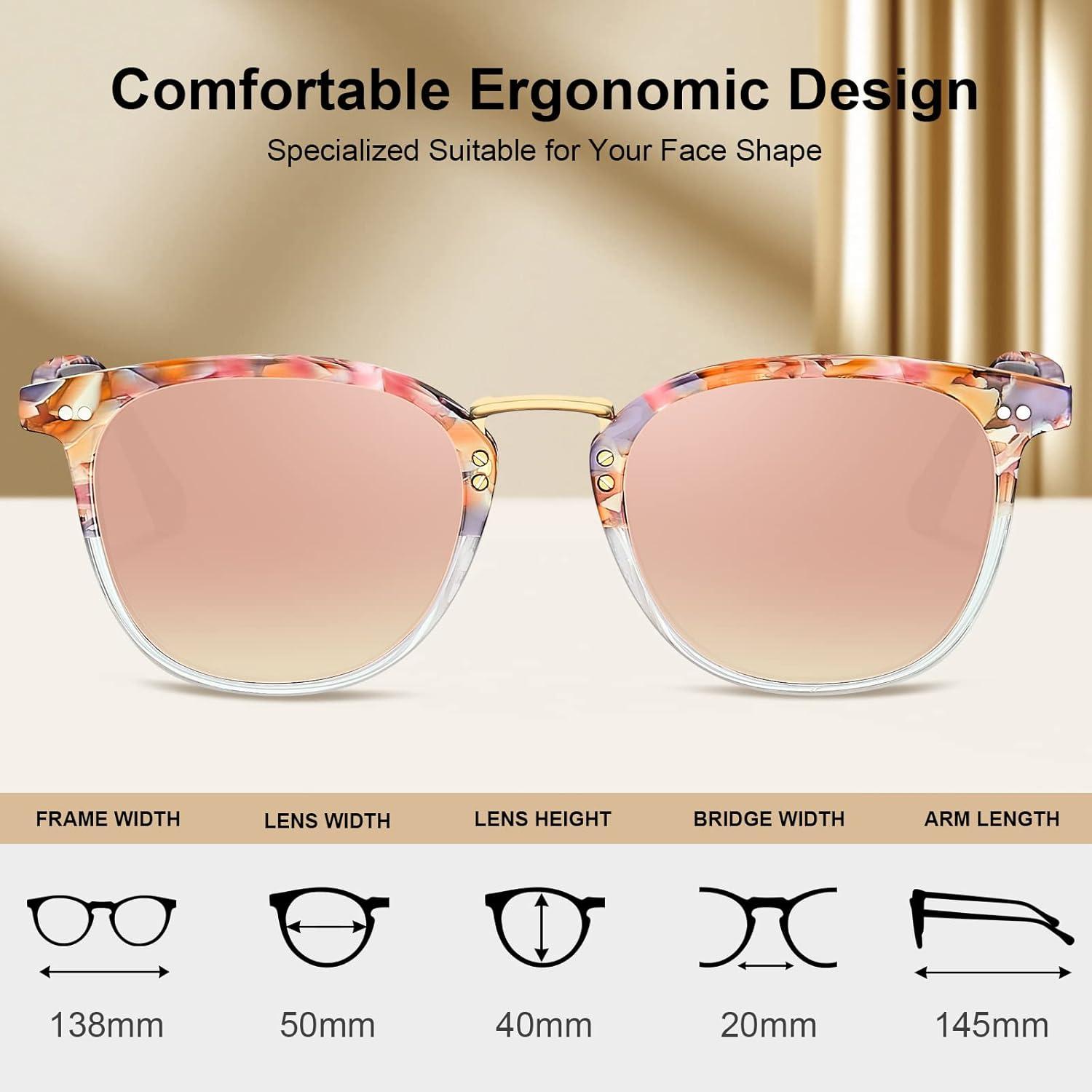 image:imageCARFIA Round Acetate Small Face Polarized Sunglasses for Women Fashion Retro Metal Bridge Shades CA501562 Pink Mirror